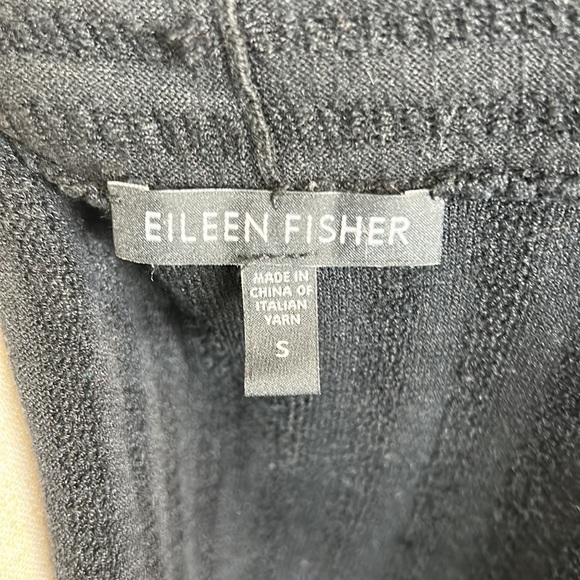 Eileen Fisher Silk‎ Blend Cardigan Women's Small Black Textured Open Front - Picture 5 of 6